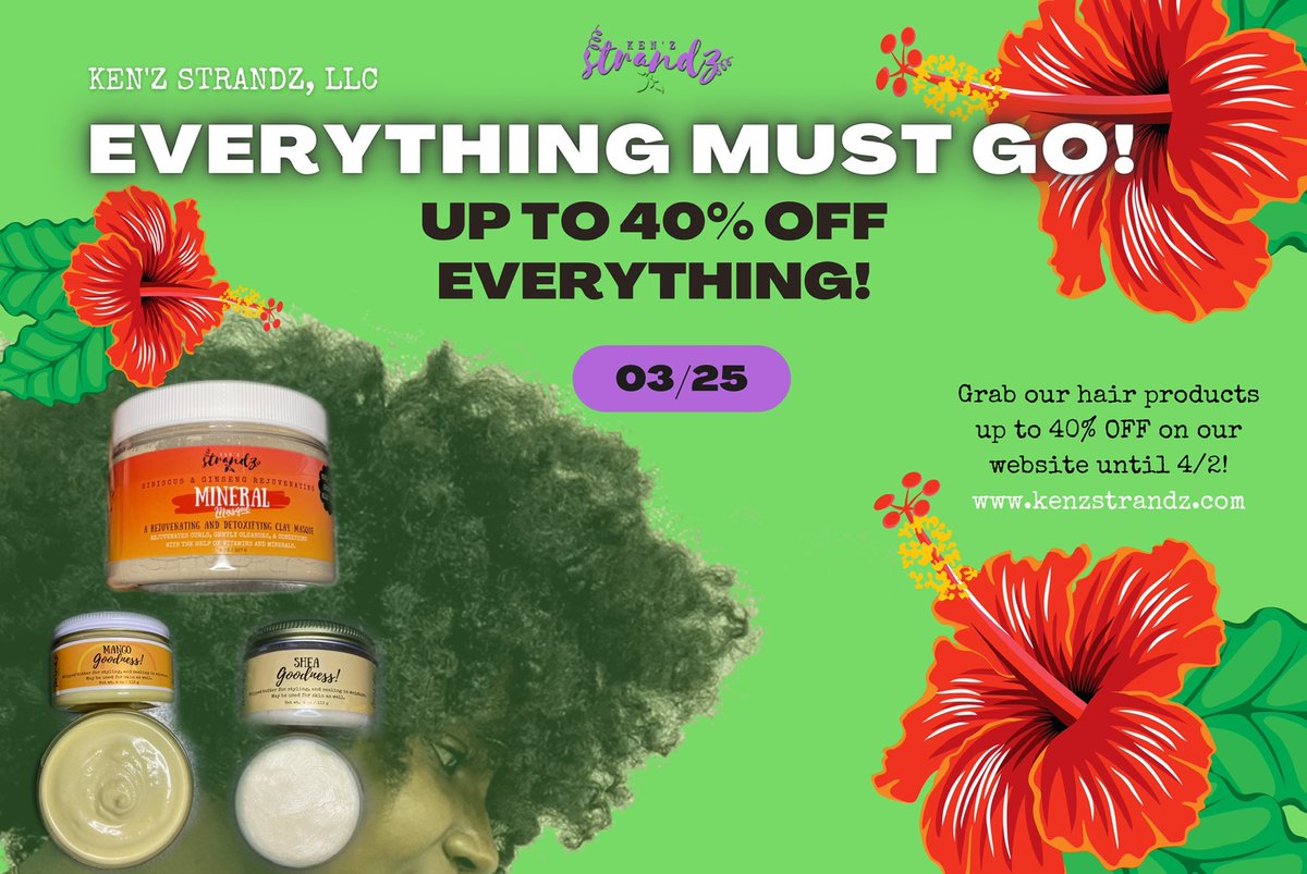 kenzstrandz's tweet image. Our Spring Cleaning Inventory Sale is almost over! 💜💚 It ends tomorrow at 11:59 PM EST 💜💚 

Don’t forget to #getstranded💜💚 with up to 40% off our entire site! 

Visit kenzstrandz.com to shop! 💜💚