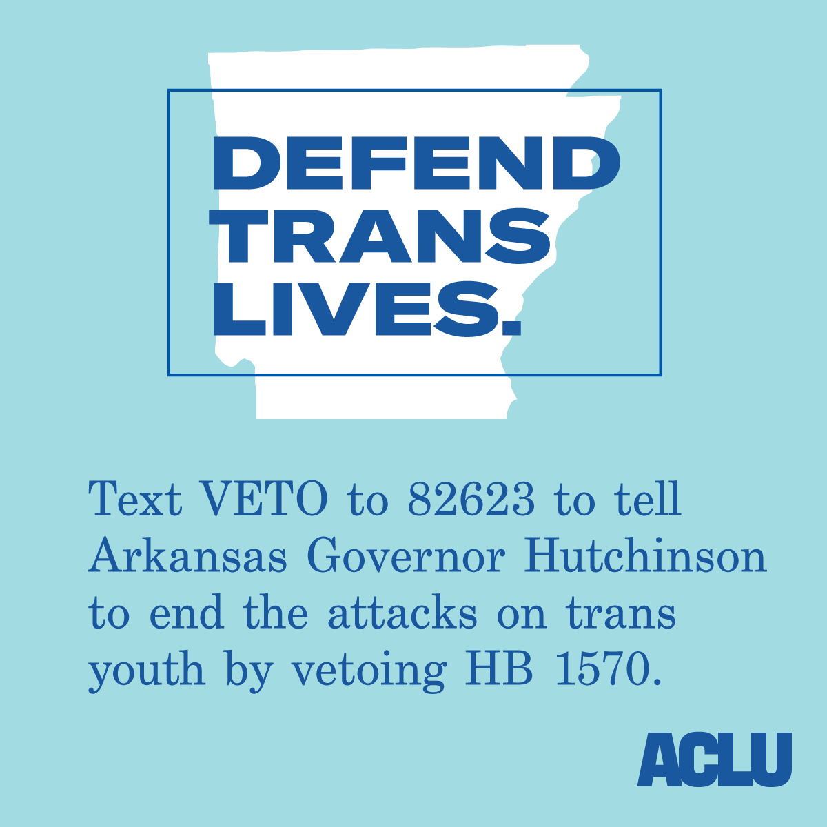 ACLU's tweet photo. ⚠️ WE HAVE JUST 24 HOURS TO STOP HB 1570 ⚠️

If we don't want to live in a country that criminalizes health care for trans youth, the time to be loud is NOW. https://t.co/xcdeNnupof