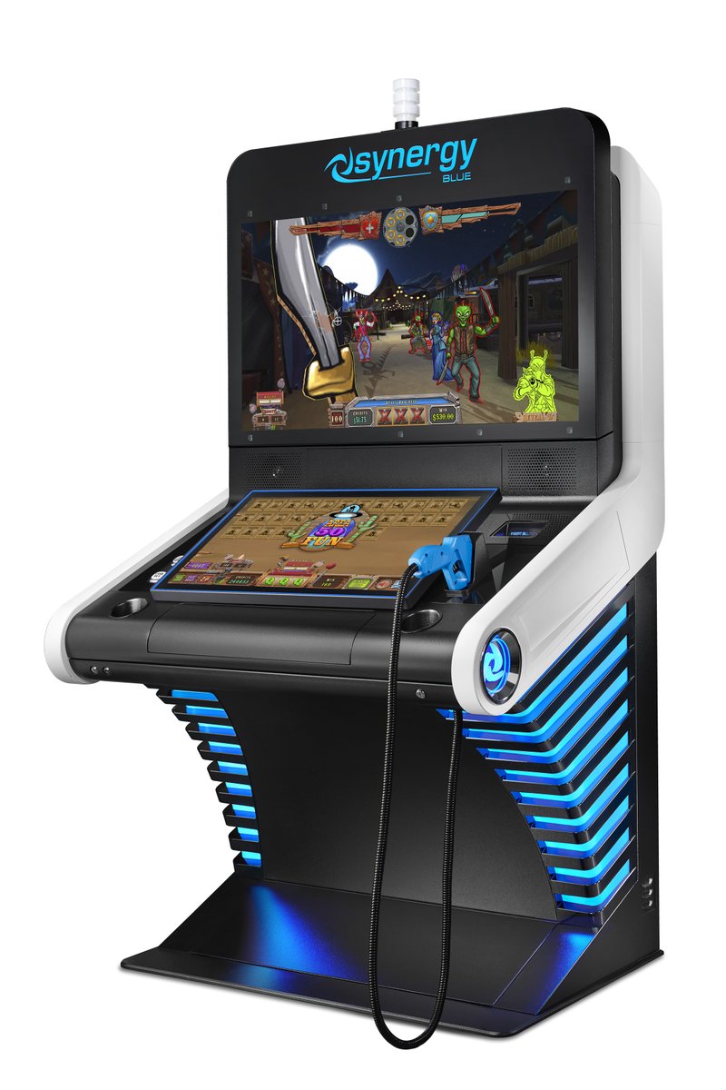 This town ain't big enough for the two of us.🤠 How awesome does #Area50Fun look on the 2600 XL? This cabinet can be converted from #arcade shooter to driver and more. #FunYouCanBetOn #SynergyBlue