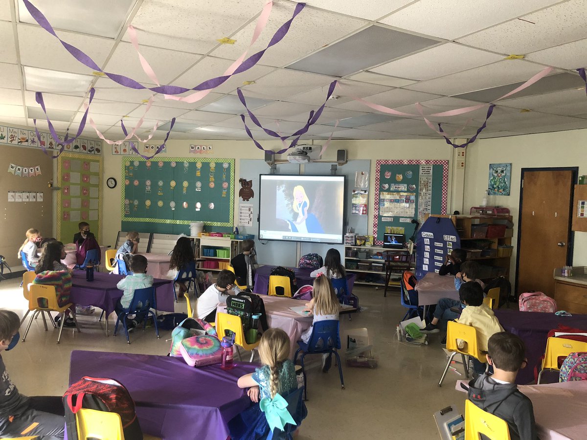 BehmKristin's tweet photo. Alice in “Numberland” in K!! We had a  tea party, played number games, and watched the video!! #minermoments @JBWatkinsES https://t.co/hFyz61pR2b