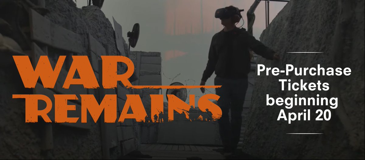 War Remains opens May 27 at the Museum! Presented by #HardcoreHistory legendary podcaster #DanCarlin, #WarRemains is an immersive VR experience that transports viewers to the Western Front. Pre-purchase tickets beginning April 20 at ow.ly/6f9r30rD2Ic.
