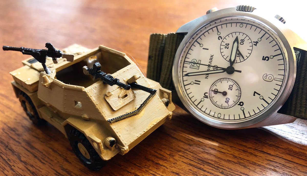 thelanjampod's tweet photo. Action tested - the Newmark HS Chronograph on a vintage #NATO and a mini Indian Pattern Carrier from #WW2  

#Newmark #newmarkhschronograph #fabulousfour #GM #Ford #Armor @newmark_watch https://t.co/ORFMNODaaK
