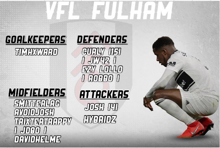 VFLFulhamS47's tweet photo. Squad announcement ⚪️⚫️ https://t.co/QQCK6TyJXt