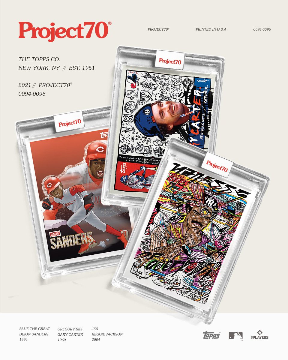 DugoutClassics's tweet photo. Today’s Topps Project 70 cards!

1994 Deion Sanders by @BlueTheGreat 

1960 Gary Carter by @gregorysiff 

2004 Reggie Jackson by JK5 @josepharialoi

£23 each or the set for £55.

https://t.co/s0Sk9SKWro https://t.co/BGwvuG16Db