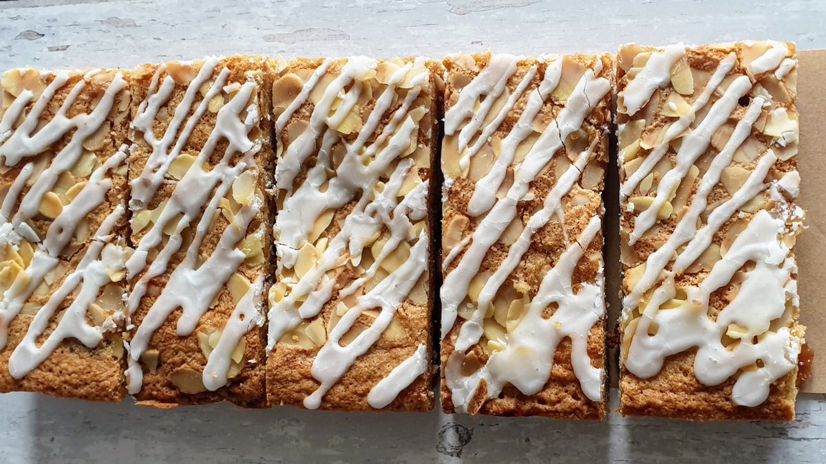 BoscaBakery's tweet photo. These are our new Bakewell blondies, available for April only! https://t.co/5PpyYEy06b