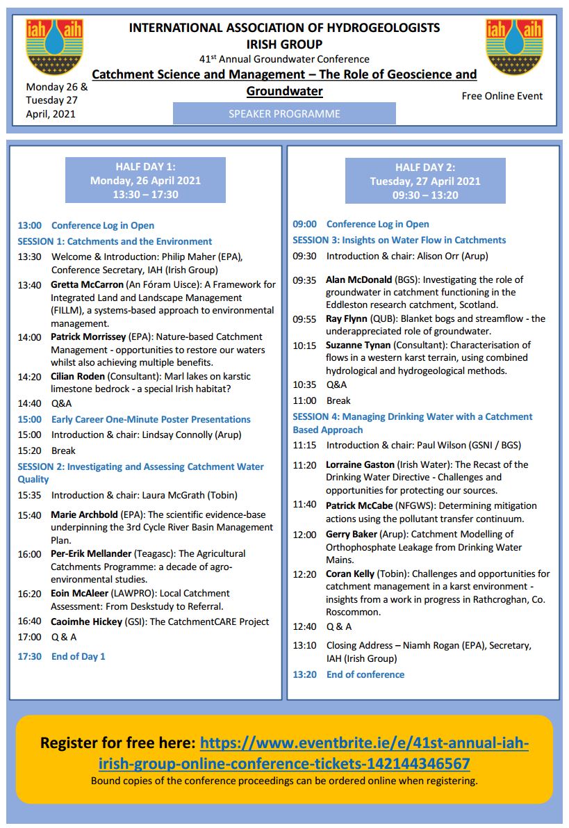 🛎️Reminder🛎️: The 41th Annual IAH (Irish Group) Conference will be held online via zoom, over two half-days on the afternoon of the Monday 26th and the morning of the Tuesday 27th April, 2021.
Programme is attached below:
Further details can be found at: iah-ireland.org/annual-confere…