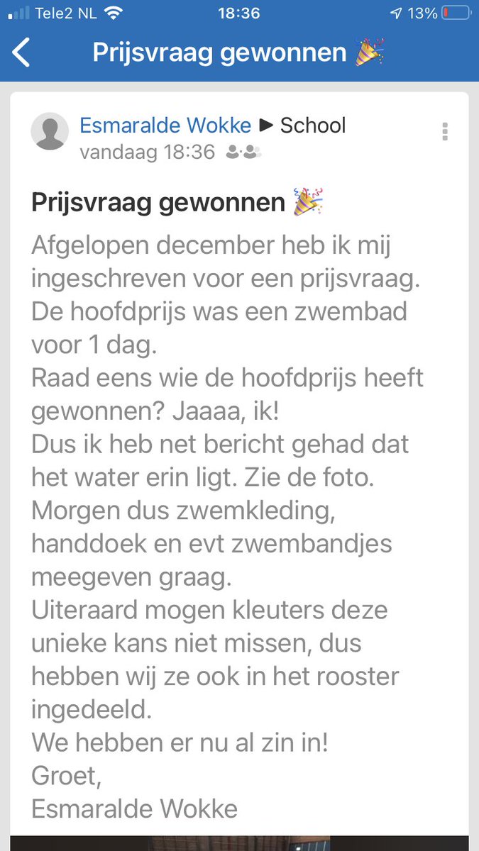 esmaraldewokke's tweet photo. Vandaag mochten de #leerlingen #zwemkleding meenemen naar school. In plaats van gymles was de #gymzaal vandaag gevuld met water... 😂. Ik had een ‘prijsvraag’ gewonnen: een #zwembad voor 1 dag. Dat was heel toevallig vandaag op #1april  #grap  @Liereland @RonduitAlkmaar https://t.co/tGePAmzlZG