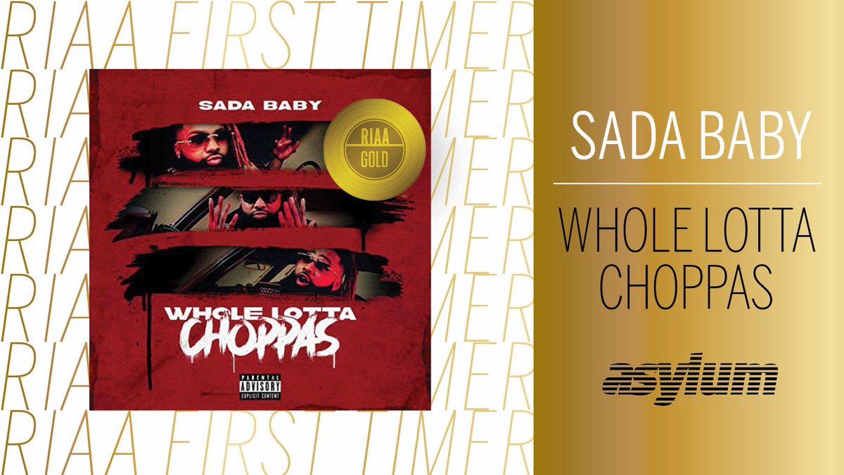 RIAA's tweet photo. 💯 Congratulations to #RIAAFirstTimer2021 @SkubaBaby 🥳 #WholeLottaChoppas is 📀GOLD📀! @AsylumRecords https://t.co/8duCa5wdsF