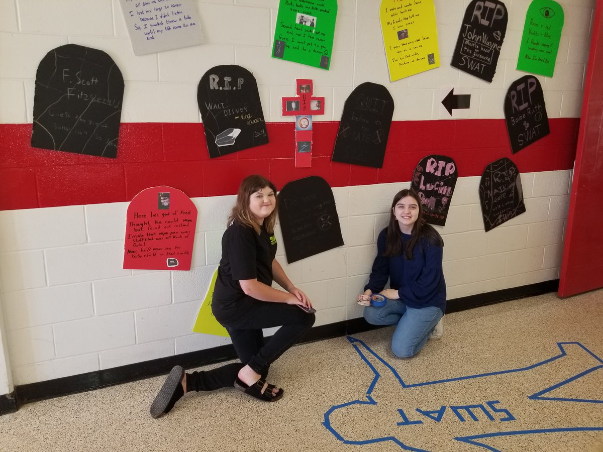 OkaloosaSWAT's tweet photo. Check out Crestview High School SWAT Team's creative and informative tombstones and vape cloud model to advocate against Big Tobacco and their tactics! Special shout out to SWAT Advisor Daniel F Allison, President Juliana Bascom and Secretary Lauren Woodward Crestview High School https://t.co/3PRSQ6INI1