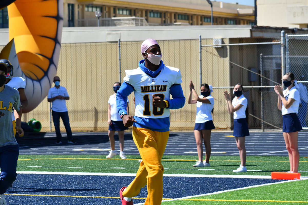 MillikanHSFB's tweet photo. Happy birthday and congratulations to Long Beach Millikan 2021 WR Ezavier Staples @StaplesEzavier on graduating HS early and starting his first day of college courses at @UCLAFootball today! #WinTheDay https://t.co/04zhYH8yCb
