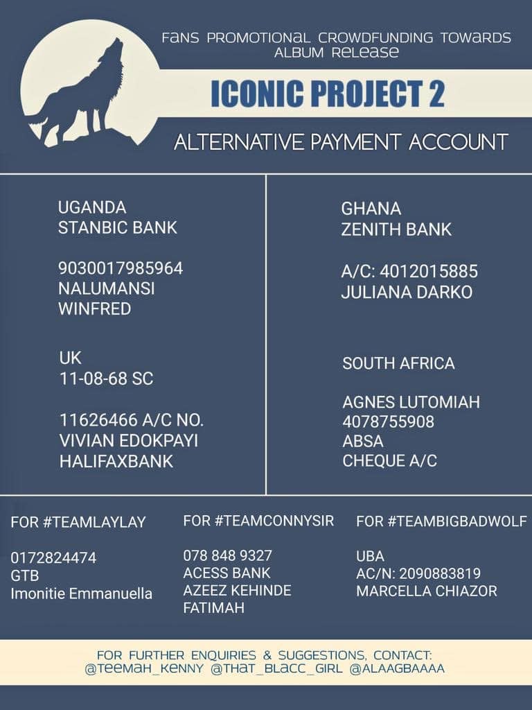 Nuella_May's tweet photo. But we also noticed that a lot of people are unable to make payments through the link so we thought of a better way to organize the funding..
We created 3 teams:
#TeamConnySir 1k-9k
#TeamLayLay 10k-50k
#TeamBigBadWolf 50k and above..

We are in this together guys!!🙏 https://t.co/cXnA4P8KAy