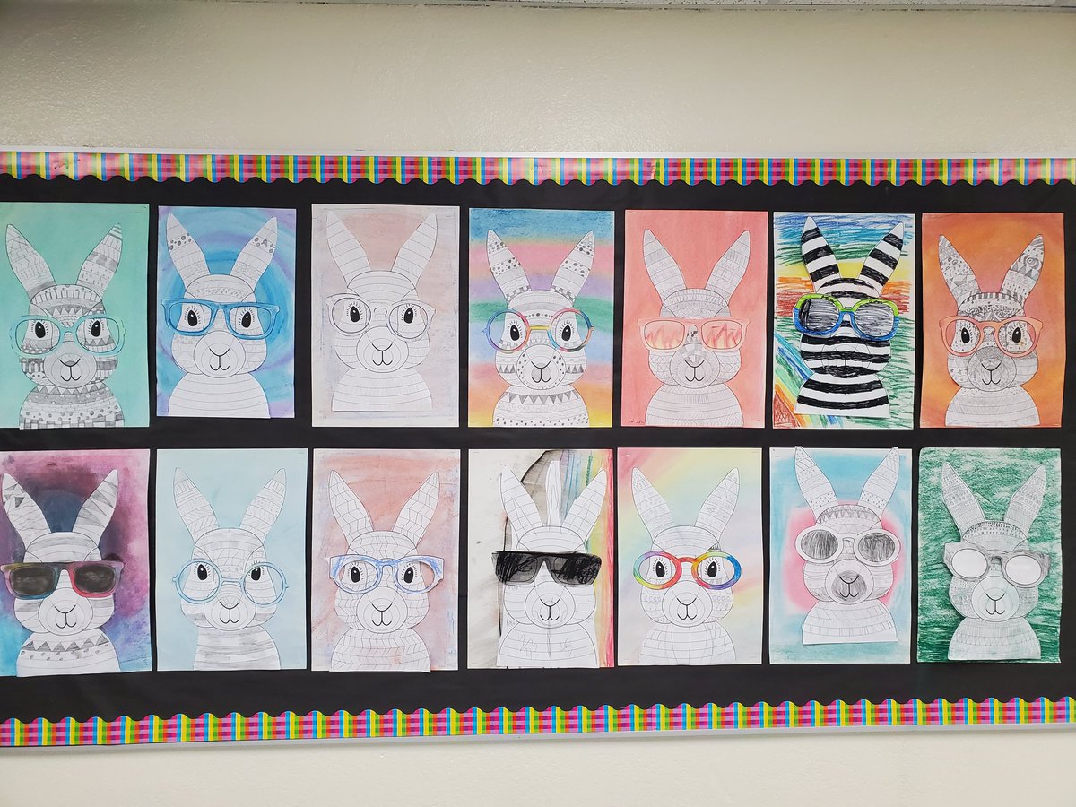 itunaschool's tweet photo. The grade 6 class is ready for Easter with their creative art projects displayed in the hallway!🐰#ItunaSchool https://t.co/xHYsXa1aBk