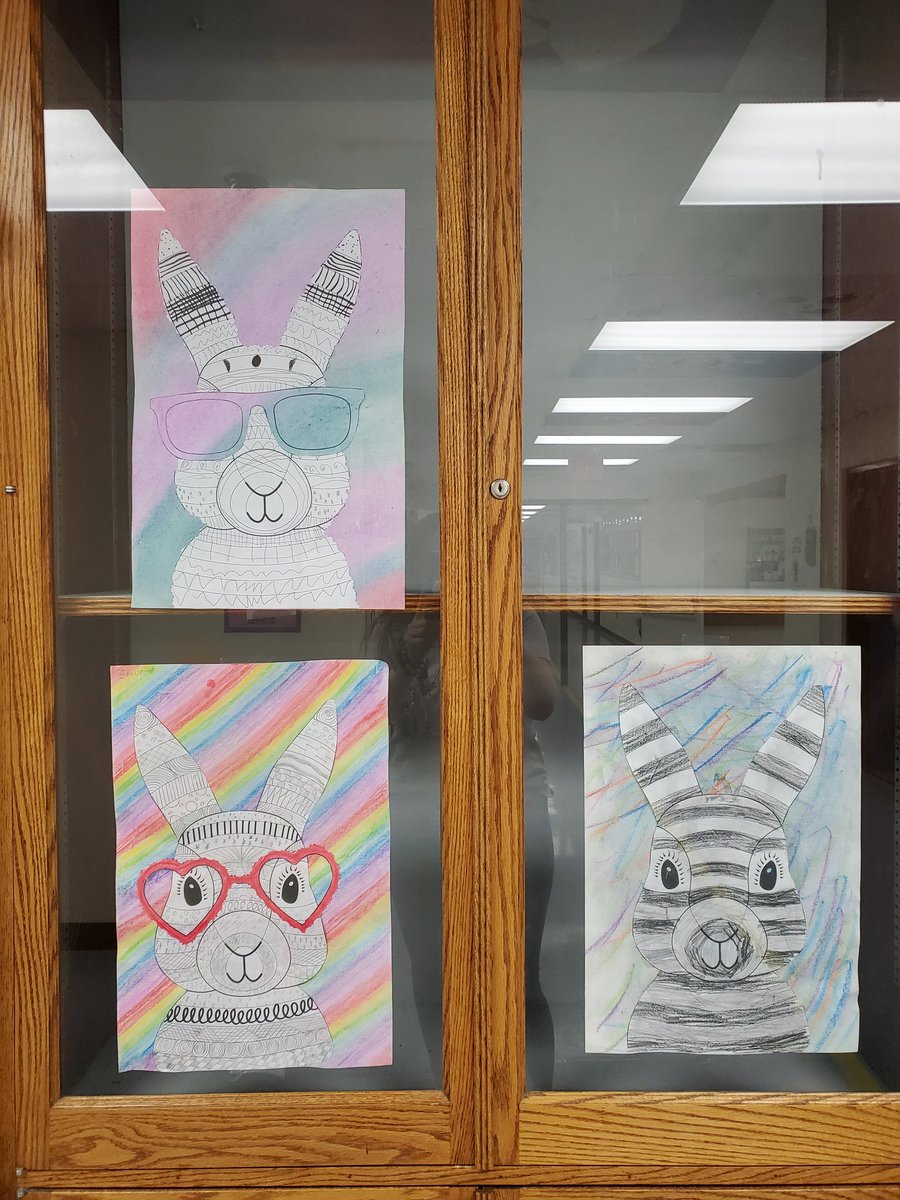 itunaschool's tweet photo. The grade 6 class is ready for Easter with their creative art projects displayed in the hallway!🐰#ItunaSchool https://t.co/xHYsXa1aBk