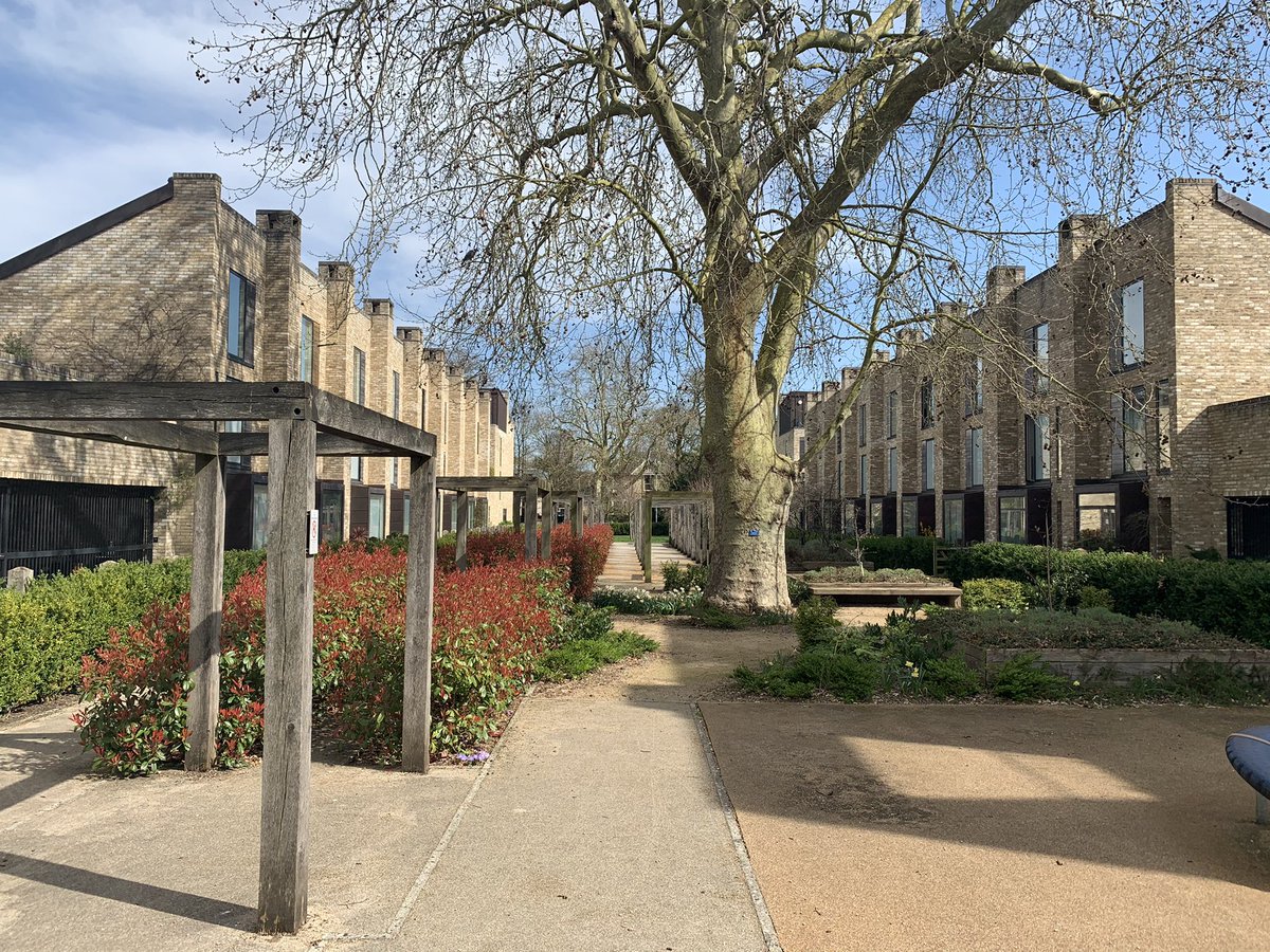 NagaArchitect's tweet photo. Living in Accordia as an architect I get to observe the daily cycle of streets and spaces. The first three photos are car-free shared streets   between houses, designed as gardens for those houses to share. The last photo is a also car-free, a public street for bikes and peds https://t.co/V7PKRJtO7y