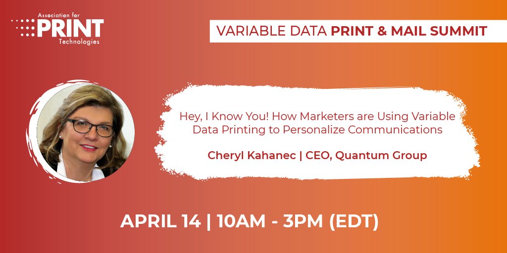 Discover how marketers are using variable data printing to personalize communications! 

Join <a href="/CherylKahanec/">Cheryl Kahanec</a> and a panel of #PRINT experts at the at the FREE Variable Data Print &amp; Mail Summit: ow.ly/15nB50EePjc