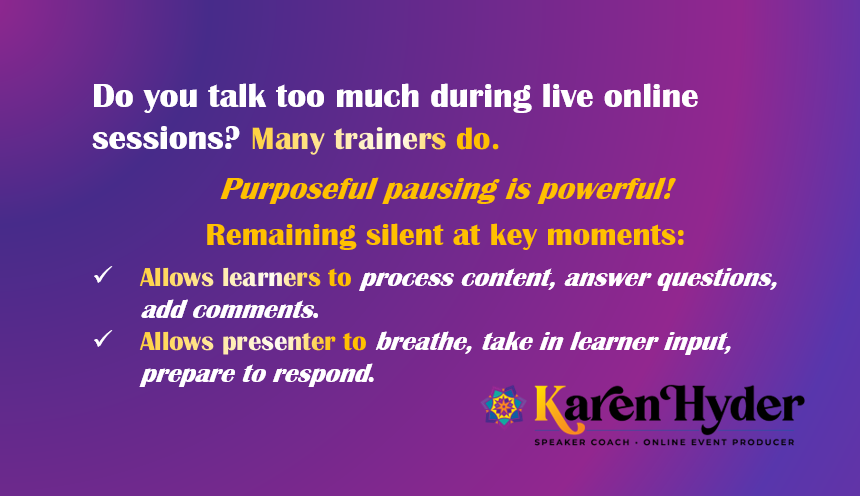 karenhyder's tweet image. #liveonline #elearningindustry #learningguild #compTIA #producer #VILT karenhyder.com