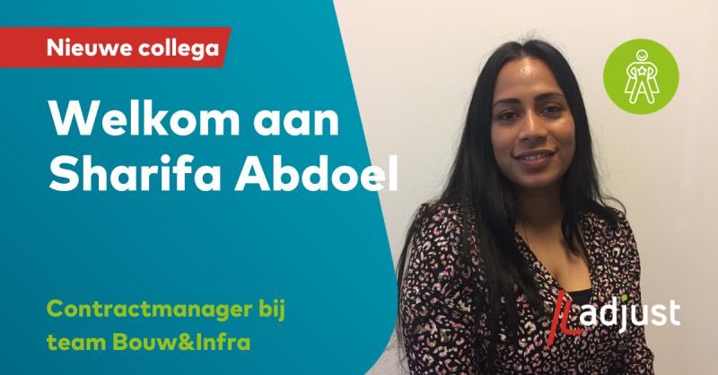 AdjustInkoop's tweet photo. Vandaag start onze nieuwe consultant Sharifa Abdoel bij team Bouw&amp;Infra. Als Contractmanager Infra gaat zij in het team van Stefan Spekreijse en Joris Schillemans haar expertise inzetten. Welkom Sharifa en heel veel plezier en succes bij Adjust! https://t.co/mN1iqBBrDm