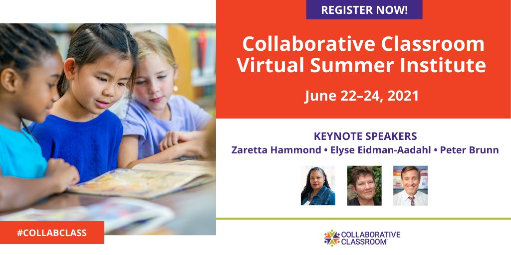 Educators using <a href="/CollabClassroom/">Collab Classroom</a> curricula, register for our Virtual Summer Institute featuring keynotes by <a href="/ElyseEA/">Elysee Enoga Amayina</a> <a href="/Ready4rigor/">Zaretta Hammond</a> @PDBrunn. Our distinguished partners include <a href="/ISD191/">Burnsville-Eagan-Savage School District 191</a> @CSDNow <a href="/HSVk12/">Huntsville City Schools</a>  <a href="/SpringfieldK12/">Spfld Public Schools</a> <a href="/HamlineU/">Hamline University</a> Learn more ml.collaborativeclassroom.org/index.php #collabclass