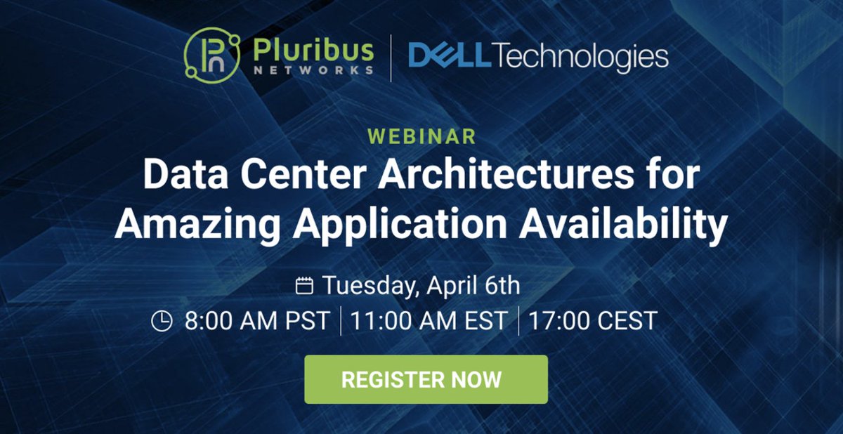 pluribusnet's tweet image. In our April 6 webinar with @dellnetworking, you will learn:
✔️How #disaggregatednetworking can support scale-out architectures
✔️Pros and cons of different approaches to #networkvirtualization
✔️Use cases of multi-site private #cloud deployments
Register: bit.ly/3cLgl70