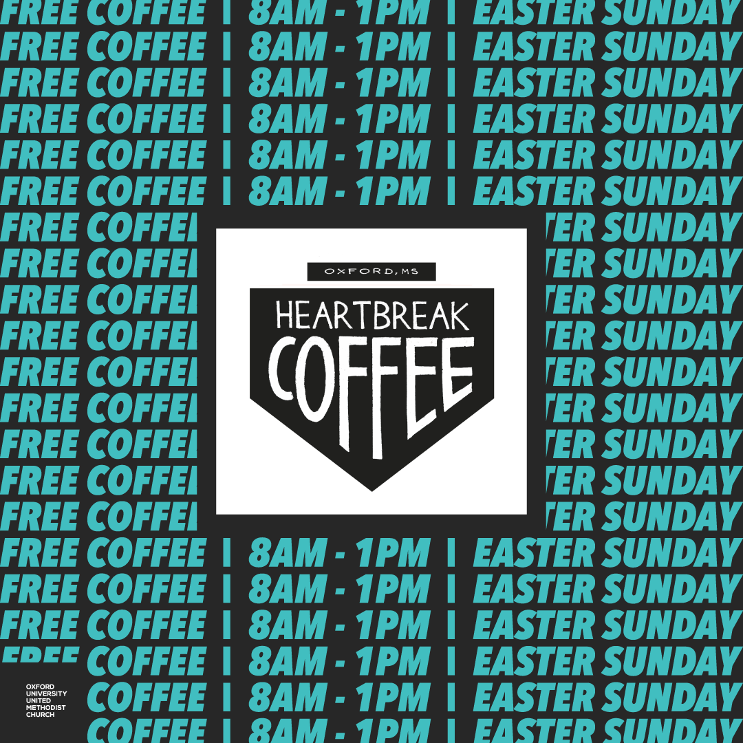 ouumc's tweet photo. We're teaming up with our friends from Heartbreak Coffee to offer you a free cup of coffee on Easter morning! Be sure to swing by their shop and grab a cup on your way to OU Easter at Oxford High School!
#oueaster #ouumc #oxfordms https://t.co/KDay3KNn0C
