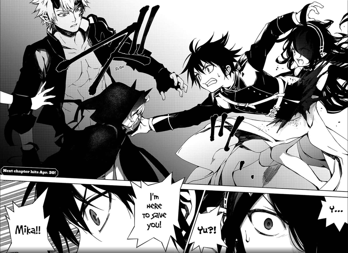 fetchingfossa's tweet photo. Onstwt here I present you, endscreen of chapter 101 😳
#owarinoseraph #chapter101 #mikayuu #hyakuyamikaela #hyakuyayuichirou https://t.co/b4Txo8GIad