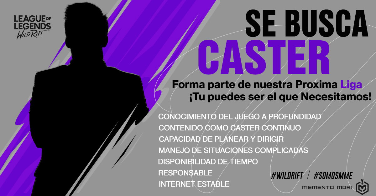 Memento_MoriMM's tweet photo. Estamos en busca de Caster🎙️ para nuestra próxima liga.

Con conocimiento en LOL WR🎮

Interesados mandar MD😎✅

Si conoces a alguien etiquétalo.🤳

@AyudaFichajes @wildrift @wildriftLATAM @LoLWildRiftES @Fichajes_WR @FichajesLoLWR https://t.co/AR98uorHrS