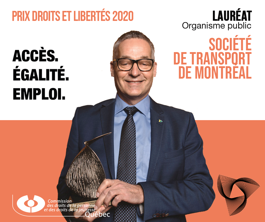 CDPDJ1's tweet photo. Félicitations à la @stminfo d'avoir remporté le Prix Droits et Libertés 2020 dans la catégorie des organismes publics qui appliquent un programme d'accès à l'égalité en emploi.

Plus d'infos: https://t.co/jRUEoVJ7FN

#ÉgalitéEmploi #PDL2020 https://t.co/qeSu5Q6Jik