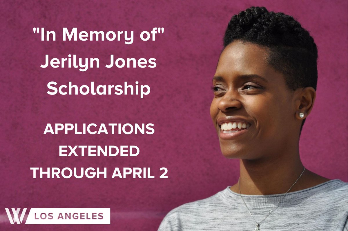 WISELosAngeles's tweet photo. WISE Los Angeles Scholarship Opportunity! "In Memory of" Jerilyn Jones #Scholarship applications are due tomorrow. Apply today: https://t.co/BqE6D94h8N https://t.co/TziYoFJxOR
