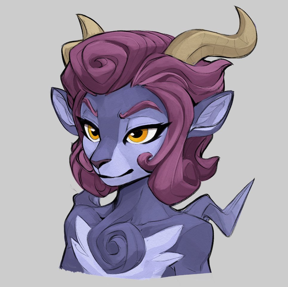 DaniloFerme's tweet photo. The third and final one is a bust model from @RivalsOfAether too, Absa! Made to look like @elranno's style portrait he drew, the illustration shown. https://t.co/SZyF6WmFDT