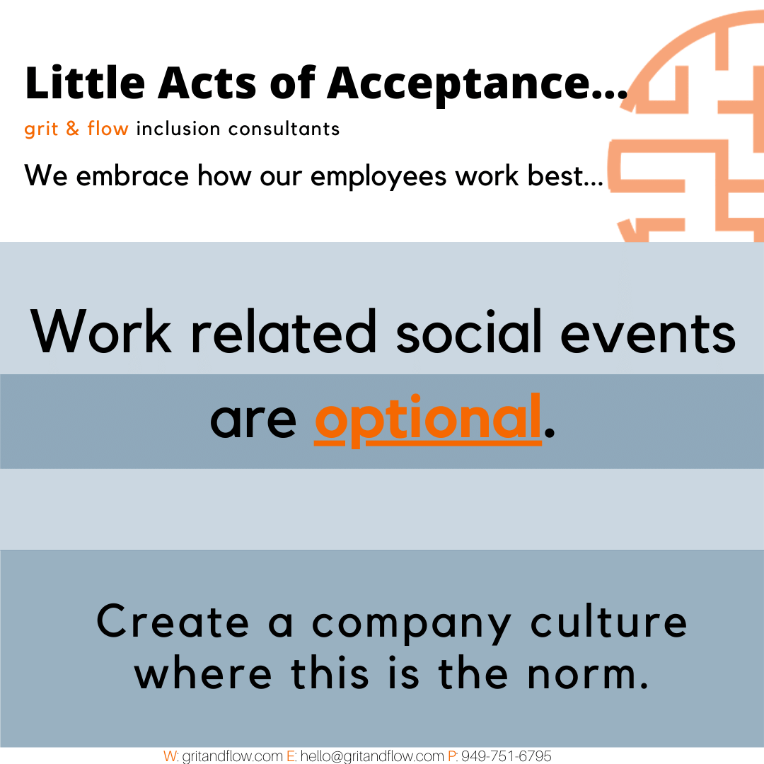 GritFlow's tweet photo. All the little things add up... start with little acts of acceptance and start making a workplace that's better fit for all employees!

#gritandflow #ActsOfAcceptance
#autismAcceptance 
#autism
#neurodiversity https://t.co/qak9xv0Nlp