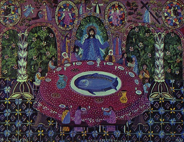 ComerHistoria's tweet photo. "A última ceia" (1987), pela pintora carioca Rosina Becker do Valle (1914-2000): uma representação daquela que pode ser considerada a refeição mais conhecida do Ocidente cristão.
#LUltimaCena #UltimaCeia #LastSupper https://t.co/1UeRVVrrmJ