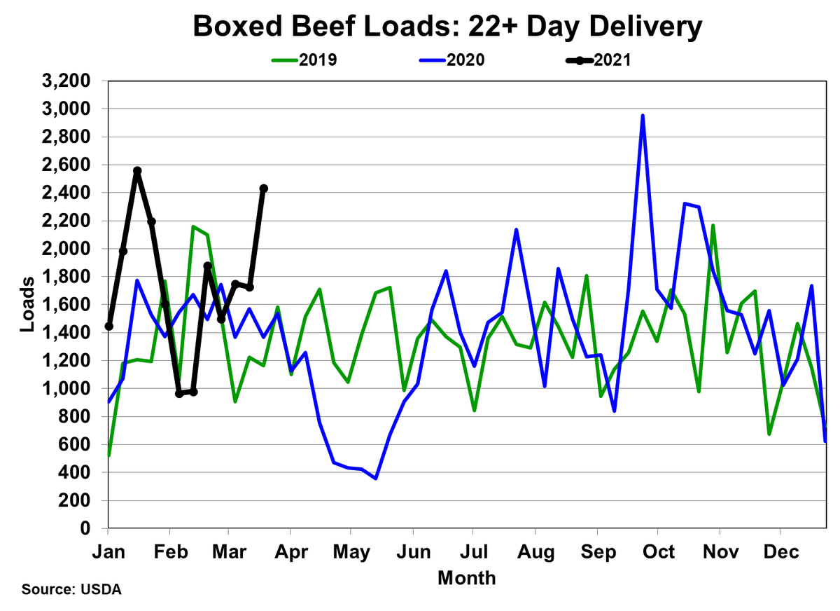 cattlefax's tweet photo. Total #beef sales last week were impressive from a volume standpoint. The week-over-week increase was more than 900 loads, but 700 of that increase was due to 22 day or later product deliveries. https://t.co/qYEraiYcZq
///
#beefsales #beefloads #protein #foodservice #CattleFax https://t.co/W3LbHQjHdq