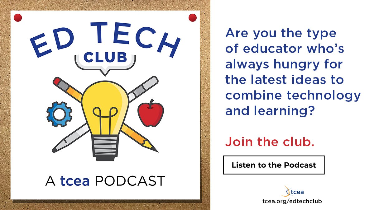 TCEA's tweet photo. A new episode of the #EdTechClub podcast is out! We sit down and talk with @drbruceellis as he shares some fresh tools and how we can look forward to summer 😎
https://t.co/qsCFFTsrNC #edtechchat #edchat #tcea #txed #podcast #edu https://t.co/dLAZmfGbju