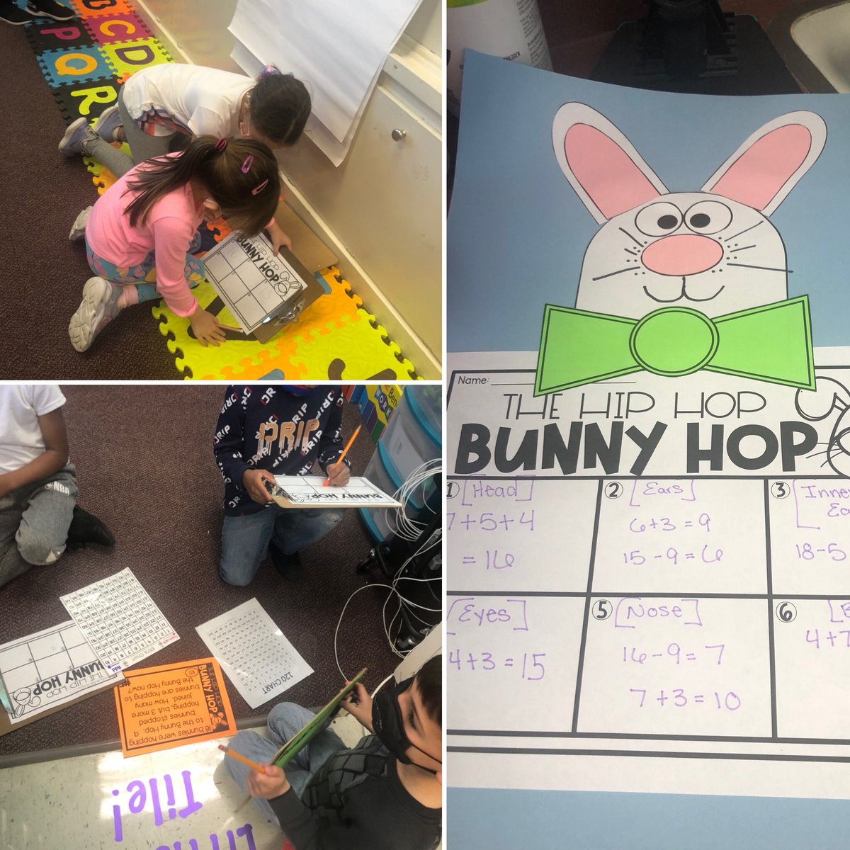 MrsSherWarner's tweet photo. Can you solve the story problem to build your bunny? @NorthrichBears #NREbears #1stgrade #interactivemath https://t.co/nrYlKPkv8g