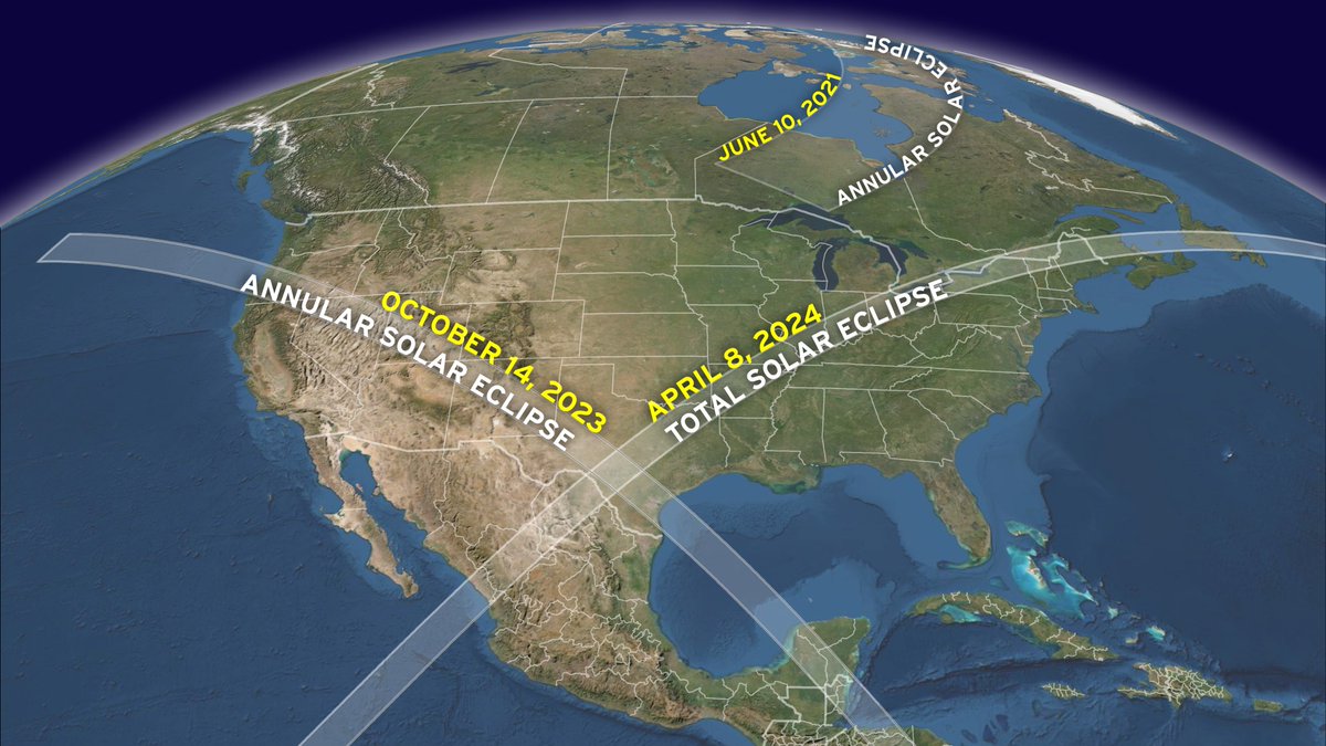 AmericanEclipse's tweet photo. Three solar eclipses over North America in the next three years. Who's going for the trifecta? https://t.co/rrd4Yiv2bi