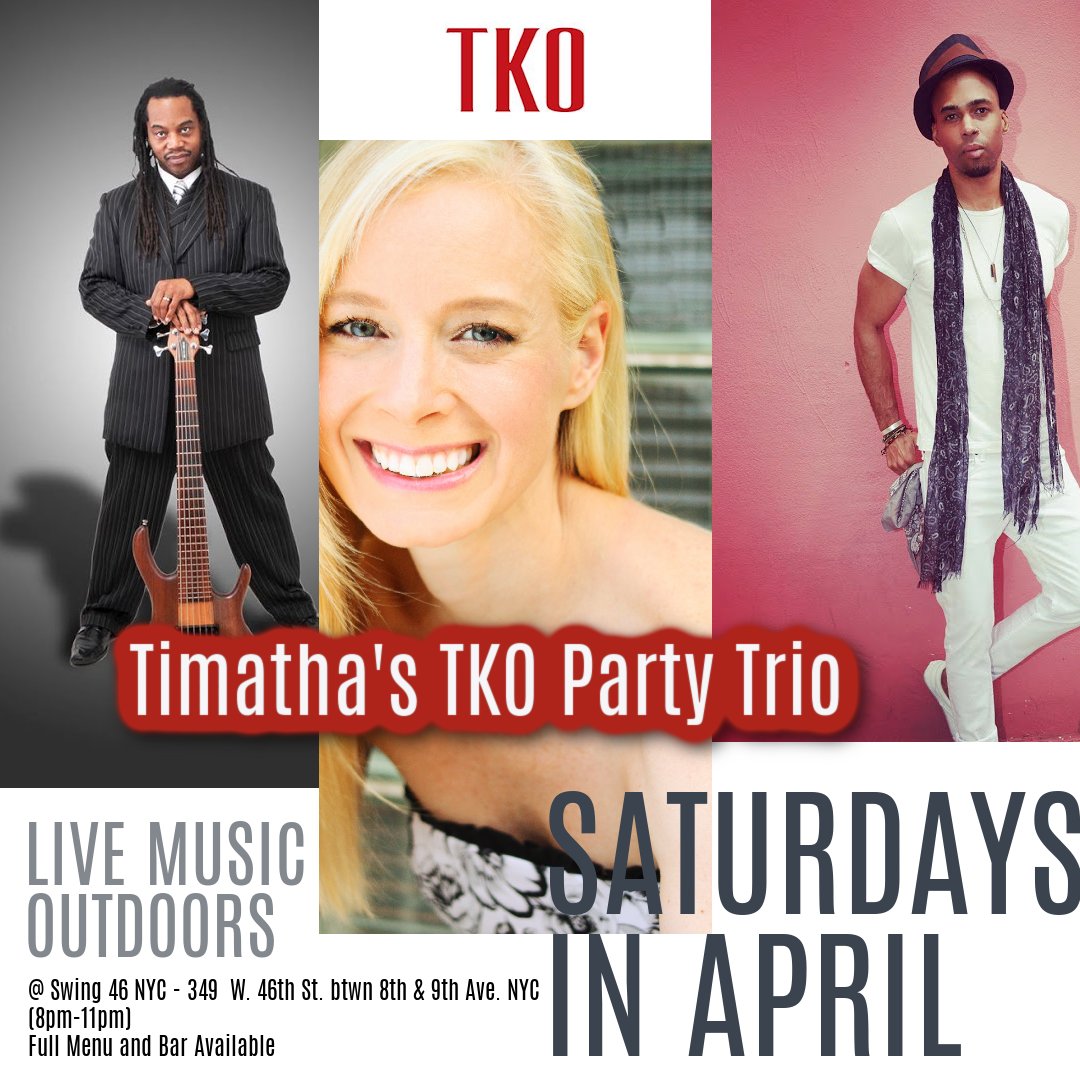 Timatha's tweet photo. Join us 8pm - 11pm #Saturday #April @swing46NYC #springbreak2021 #springisintheair #SpringBreak #nyc #thingstodoinNYC #outdoors #livemusic #coverband #dance #livebandnyc #musiciansnyc #weddingband #covertunes #dateideas #datenight #party #danceband #Newyork #TKOpartyband #music https://t.co/rVT0NqO5r1