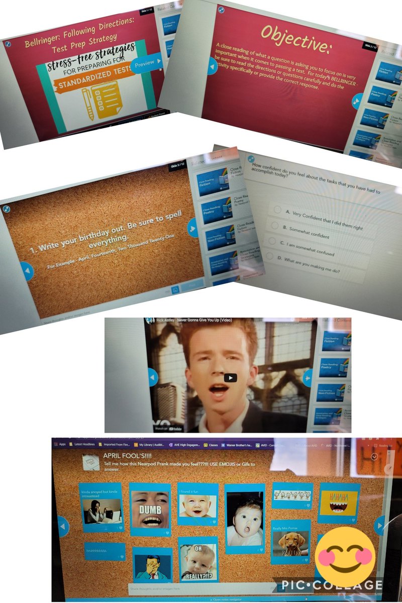 MPorras_EHS's tweet photo. Had some fun with my Reading Lab kiddos on their 13 slide Nearpod Bellringer. The eye roll was strong today! #AprilFoolsDay #ClassCulture #BuildingBonds @Hernando_MS @RNava_HMS @AGallego_HMS @vestrada_HMS #TeamSISD https://t.co/3xMRttlbDd