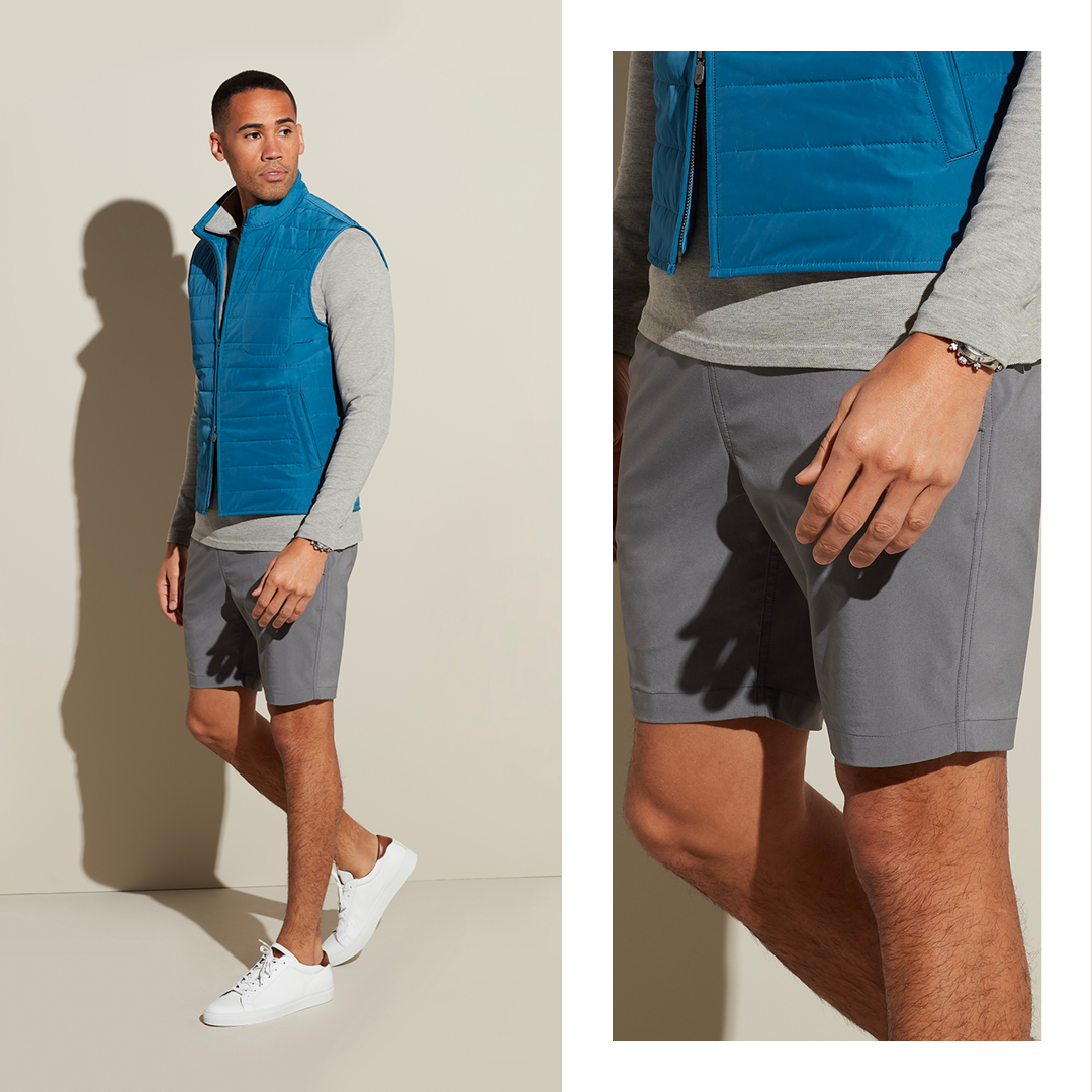 The cool summer cotton stretch fabric makes a truly relaxed pull-on short, perfect for Saturdays, barbecues and sunny days outside. Make it to your own length to suit your look with your choice of pocket options and comfortable waistbands. #menswear