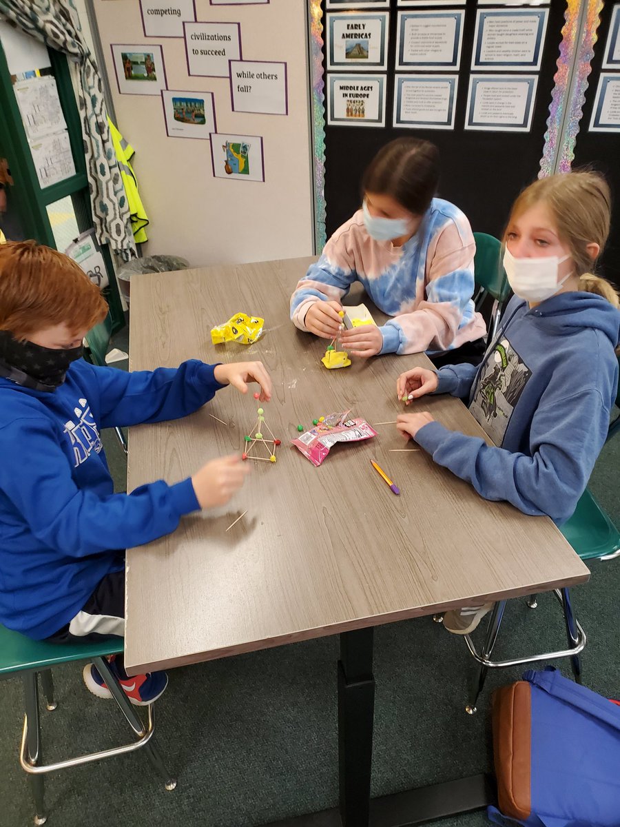 Blue 3 advisory challenge: create the tallest jellybean, toothpick, &amp;  marshmallow chicks tower! <a href="/SalinaSouthMS/">South Middle School</a>
