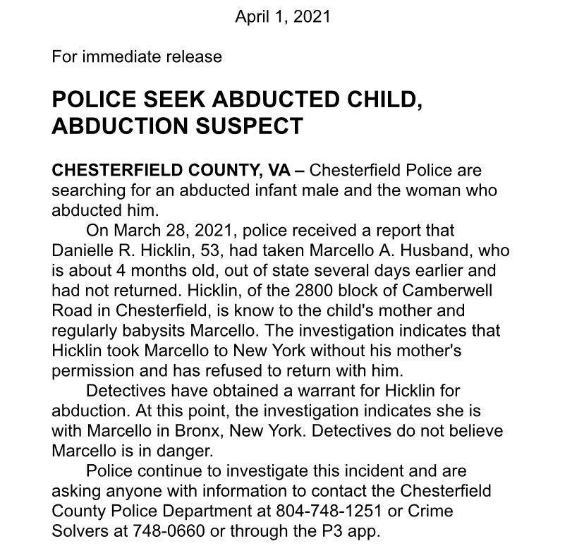 Chesterfield Police tweet media