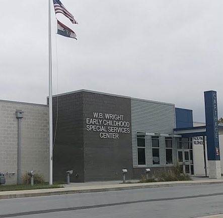 MSHPTrooperD's tweet photo. Bumper had a great time today at the Early Childhood Center in Carthage! With the help of MSgt. Walker, he talked about seatbelts, bike helmets, strangers,and what to do if you find a gun. No April fooling around here. The kids were amazing! https://t.co/gduJVMQPWc