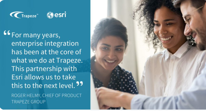 EsriPartners's tweet photo. #TrapezeGroup combines technology and know-how to provide unparalleled transit solutions with #Esri #ArcGIS Hub, ultimately improving the quality-of-service agencies provide to their communities.  
https://t.co/pmDf1EiAwG https://t.co/aaczdJUHj5