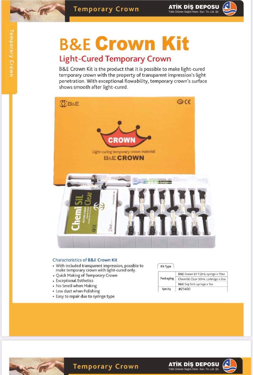B&amp;E Işıkla sertleşen geçici kron akriliği     atikdental.com