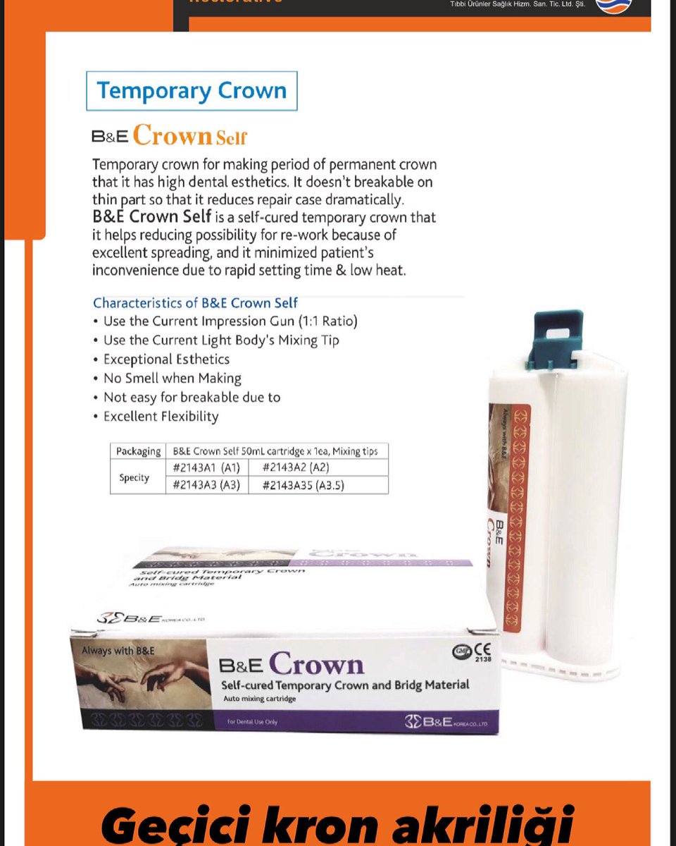 B&amp;E geçici kron akriliği