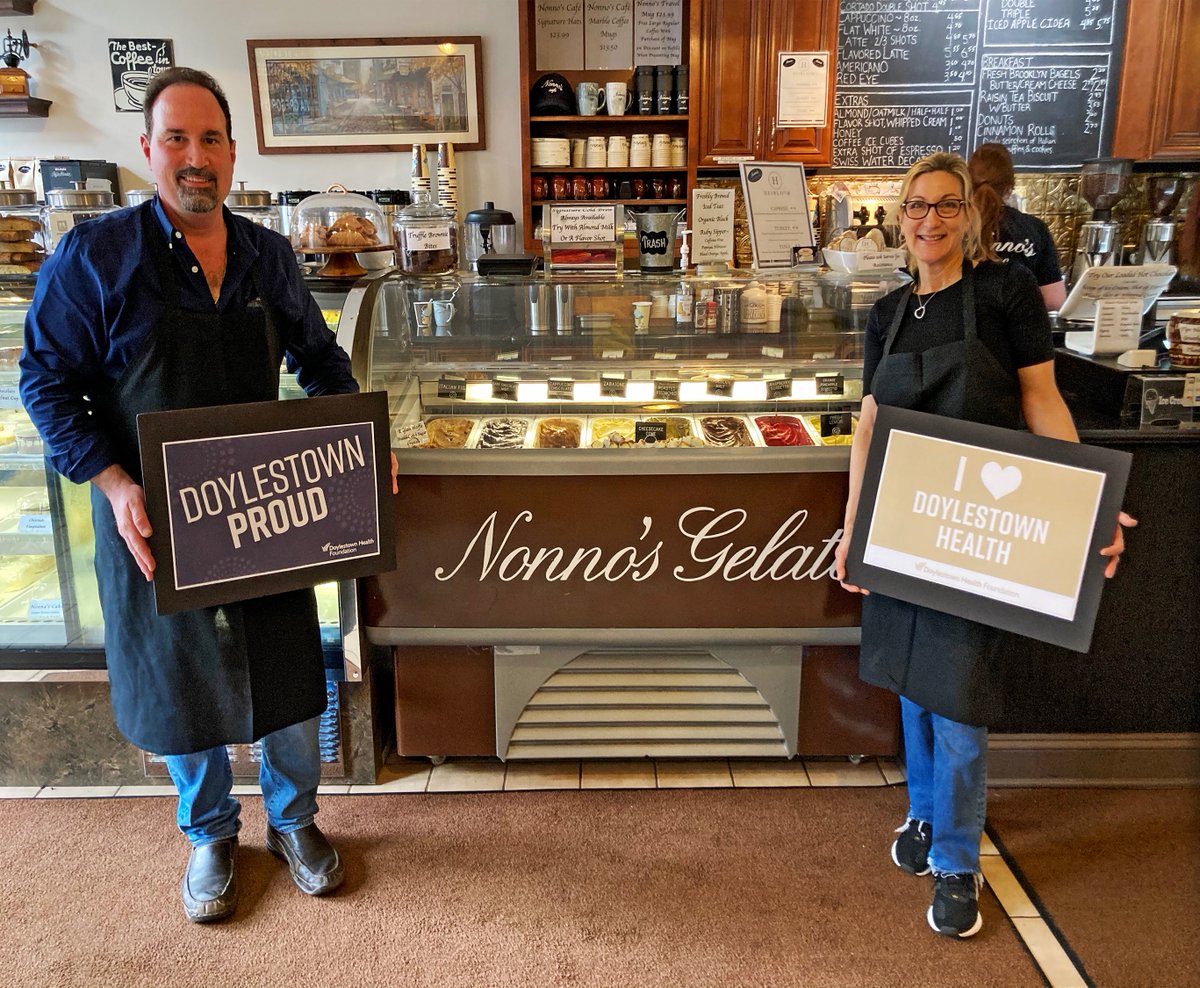OneVisionDHF's tweet image. The Doylestown Health Medical Staff thanks Mary and Vincent Bocchino of Nonno's Italian Coffee Parlor for co-sponsoring special gift cards given to the hardworking Nurses and COVID-19 clinical teams at Doylestown Hospital. #OneCommunity #DoylestownHealthFoundation