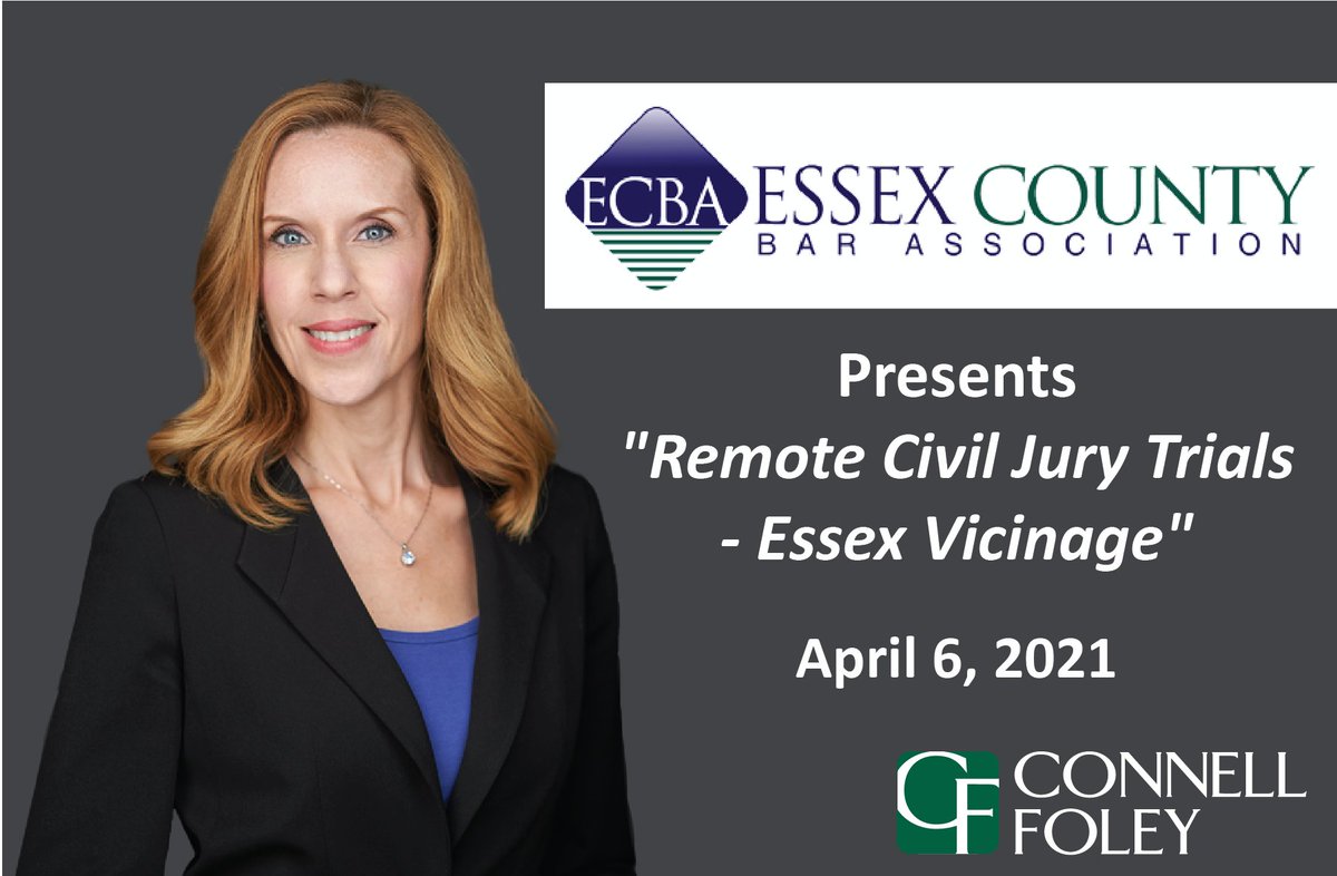 Patti Lee provides valuable insight into virtual trial selection criteria, pretrial requirements and practical tips, such as handling of voir dire, evidence and witness examinations for <a href="/ECBANJ/">Essex County Bar Association NJ</a> "Remote Civil Jury Trials - Essex Vicinage" webinar panel discussion on 4/6/21.