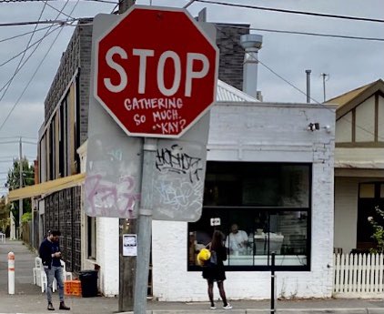 graffiterati's tweet photo. I think two isn’t that much #stopgatheringsomuchokay #stop #stopgathering #so #much #somuch #ok #okay #cafe #richmond #graffiti #slogangraffiti #text @graffiterati @sevenbreaths https://t.co/fPjMiwZ0ns
