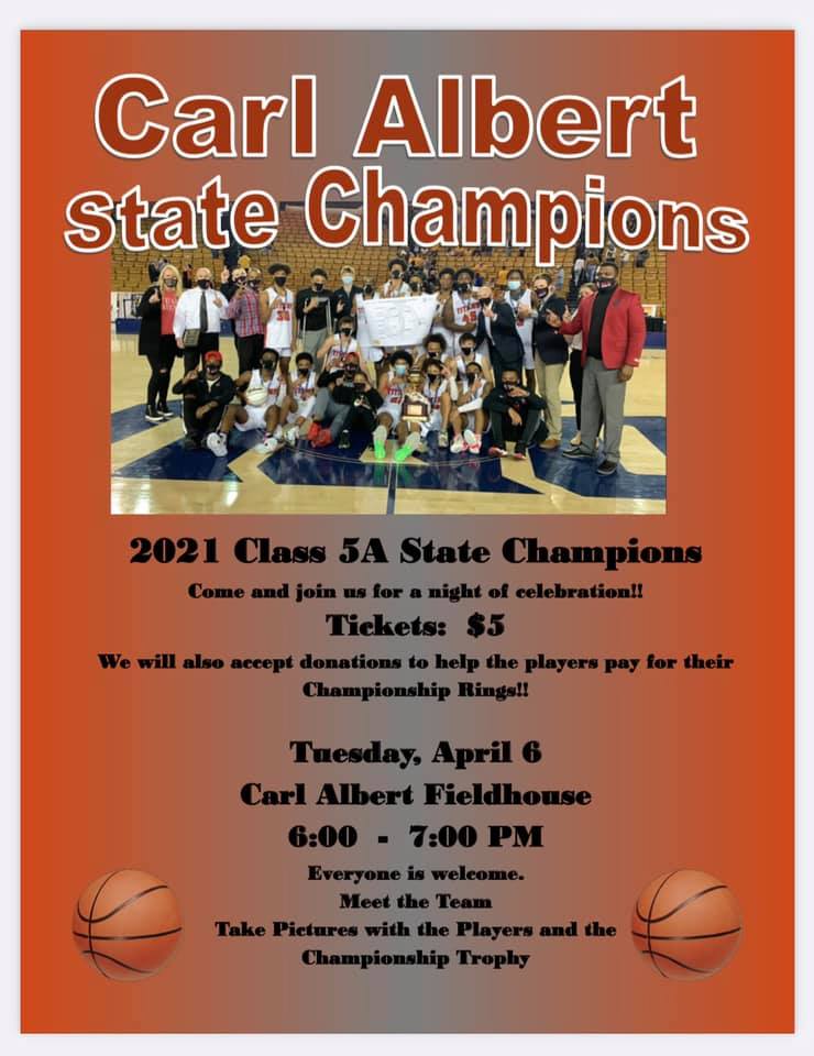 MidDelAthletics's tweet photo. Help us celebrate the Class 5A State Champions on Tuesday, April 6th at 6:00pm at the Carl Albert Fieldhouse! 🏆🏀 #mdpurpose #cahstitans #catitans https://t.co/1n7sEBKfTb