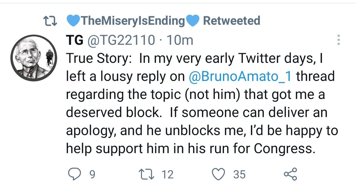 VeteranAndDog's tweet photo. Hey @BrunoAmato_1 can you unblock  @TG22110? He is sorry!! https://t.co/YacQ470v2w