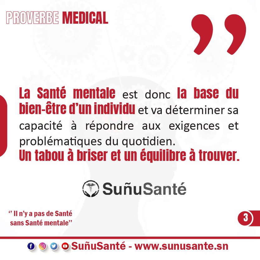 sunusante_sn's tweet image. 🔴PROVERBE MÉDICAL
&apos;&apos; IL N&apos;Y A PAS DE SANTÉ SANS SANTÉ MENTAL&apos;&apos;

@sunusante_sn